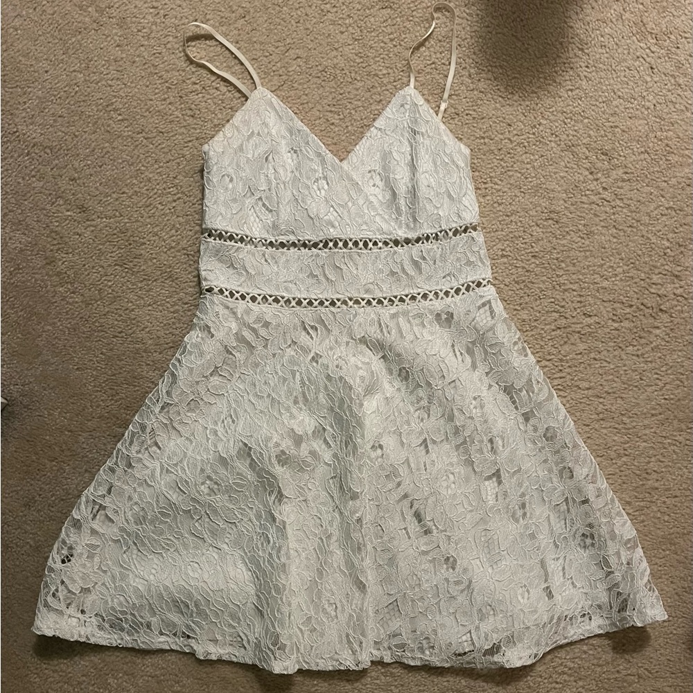 Trixxi White Lace Dress with Spaghetti Straps